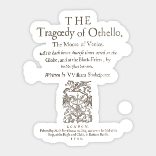 Shakespeare, Othello 1622 Sticker